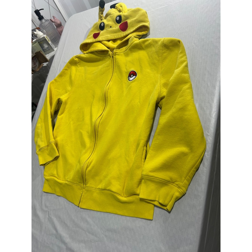 Pokemon Pikachu Yellow Full Zip Hoodie Character Ears PokeBall XL TG EG